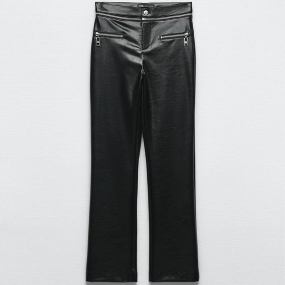 Nwt Zara Faux leather zippered pants/ Zara black evening pants - Picture 3 of 7
